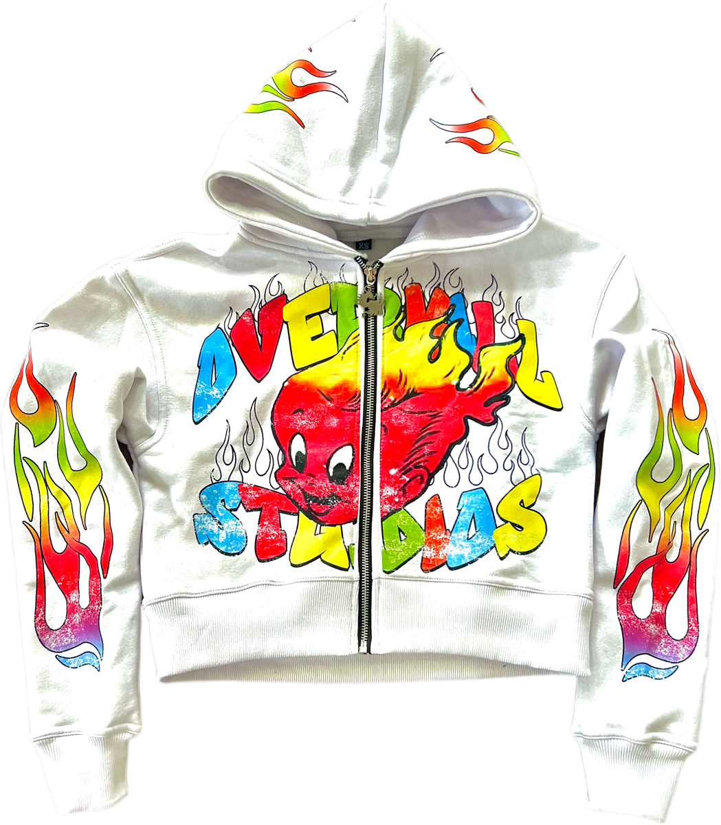 “HEATING UP” Women’s Zip Hoodie (White)