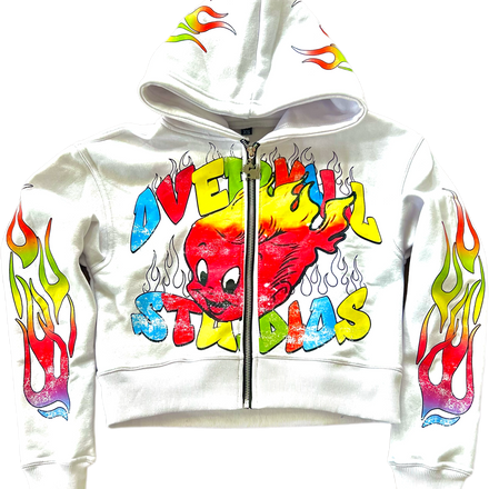 “HEATING UP” Women’s Zip Hoodie (White)