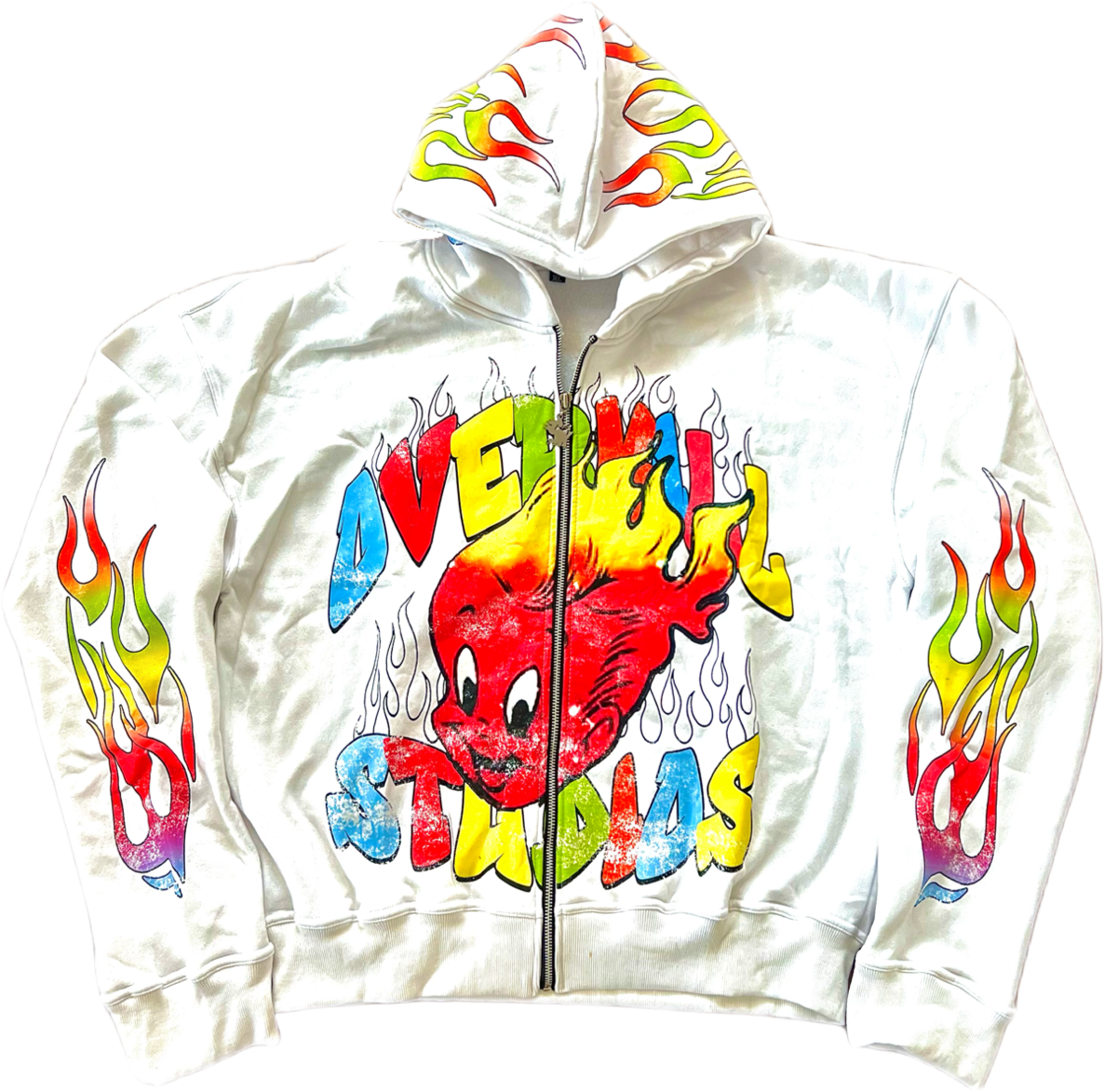 “HEATING UP” Zip Hoodie (White)